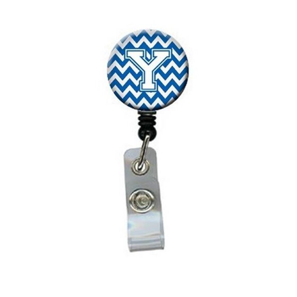 Teachers Aid Letter Y Chevron Blue & White Retractable Badge Reel5 x 1 x 2 in. TE255541